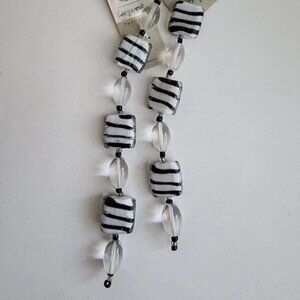 Bead Landing Black & White Striped lampwork Bead Strands, Destash